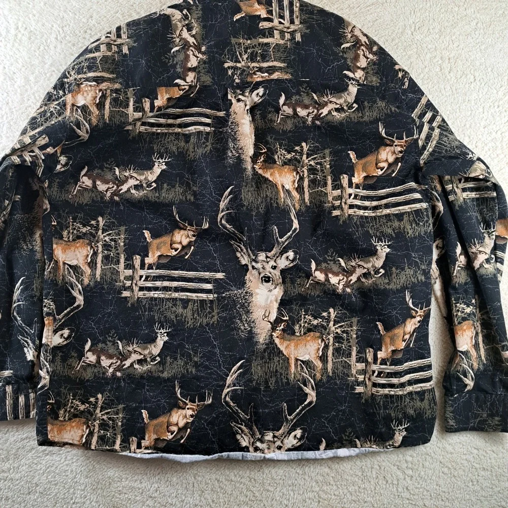 North River Button Down Shirt Mens Size XXL Deer Woodland Long Sleeve